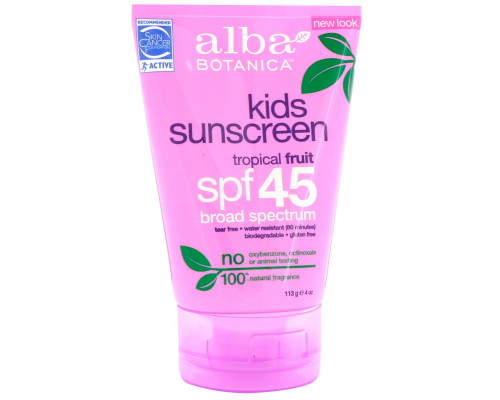 Alba Botanica Натуральное смягчающее солнцезащитное средство для детей фактор защиты SPF 45 4 унции (113 г) Alba Botanica Натуральное смягчающее солнцезащитное средство для детей фактор защиты SPF 45 4 унции (113 г)