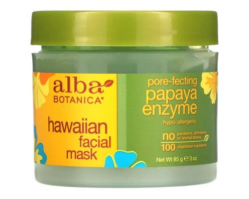 Alba Botanica, гавайская маска для лица, с ферментом папайи для сужения пор, 85 г (3 унции) Alba Botanica, гавайская маска для лица, с ферментом папайи для сужения пор, 85 г (3 унции)