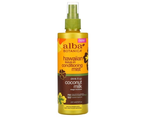 Alba Botanica Гавайский спрей-кондиционер для волос с кокосовым молоком Drink It Up, для питания и восстановления волос, 8 жидких унций (237 мл) Alba Botanica Гавайский спрей-кондиционер для волос с кокосовым молоком Drink It Up, для питания и восстановления волос, 8 жидких унций (237 мл)