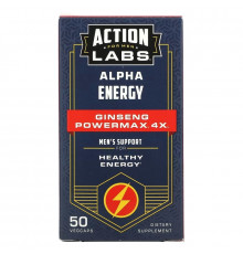 Action Labs, Alpha Energy, Ginseng Powermax 4x, Men's Support, 50 VegCaps