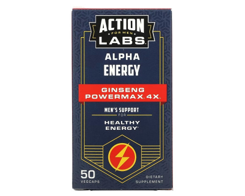 Action Labs, Alpha Energy, Ginseng Powermax 4x, Men's Support, 50 VegCaps Action Labs, Alpha Energy, Ginseng Powermax 4x, Men's Support, 50 VegCaps