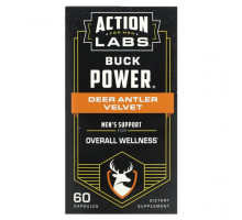 Мужское здоровье Action Labs, Для мужчин, Buck Power, бархат из оленьих рогов, 60 капсул