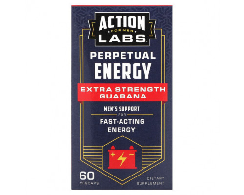 Зеленый кофе и гуарана Action Labs, Для мужчин, Perpetual Energy, гуарана с повышенной силой действия, 60 растительных капсул Зеленый кофе и гуарана Action Labs, Для мужчин, Perpetual Energy, гуарана с повышенной силой действия, 60 растительных капсул