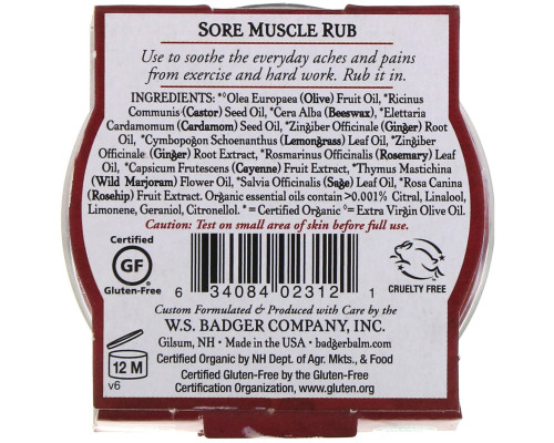 Badger Company Sore Muscle Rub Cayenne & Ginger .75 oz (21 g) Badger Company Sore Muscle Rub Cayenne & Ginger .75 oz (21 g)