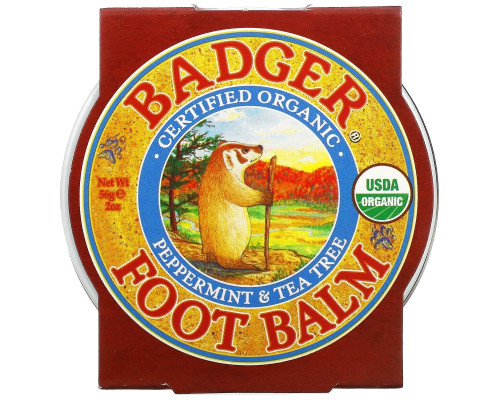 Badger Company Бальзам для ног с перечной мятой и чайным деревом, увлажняет и успокаивает кожу ног, 2 унции (56 г) Badger Company Бальзам для ног с перечной мятой и чайным деревом, увлажняет и успокаивает кожу ног, 2 унции (56 г)