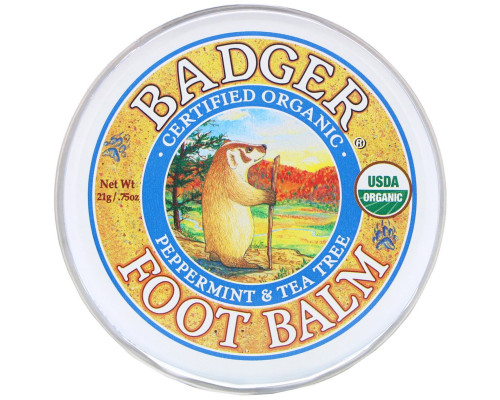 Badger Company Бальзам для ног с экстрактами перечной мяты и чайного дерева 0.75 унций (21 г) Badger Company Бальзам для ног с экстрактами перечной мяты и чайного дерева 0.75 унций (21 г)
