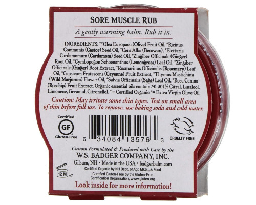 Badger Company Sore Muscle Rub Cayenne & Ginger 2 oz (56 g) Badger Company Sore Muscle Rub Cayenne & Ginger 2 oz (56 g)