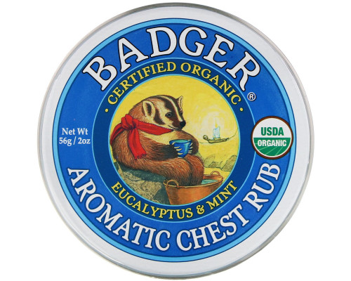 Badger Company Ароматная Mазь для Грудной Клетки Эвкалипт и Мята 2 унции (56 г) Badger Company Ароматная Mазь для Грудной Клетки Эвкалипт и Мята 2 унции (56 г)
