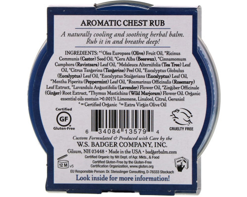 Badger Company Ароматная Mазь для Грудной Клетки Эвкалипт и Мята 2 унции (56 г) Badger Company Ароматная Mазь для Грудной Клетки Эвкалипт и Мята 2 унции (56 г)