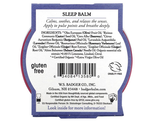 Badger Company Sleep Balm Lavender & Bergamot 60 мл (56 г) Badger Company Sleep Balm Lavender & Bergamot 60 мл (56 г)