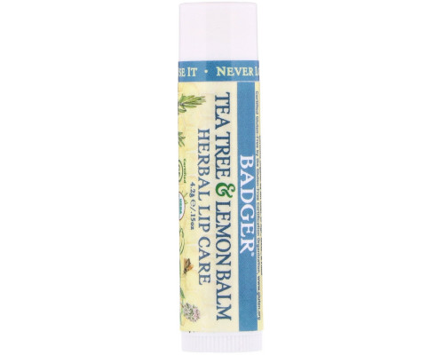Badger Company Tea Tree & Lemon Balm Herbal Lip Care .15 oz (4.2 g) Badger Company Tea Tree & Lemon Balm Herbal Lip Care .15 oz (4.2 g)
