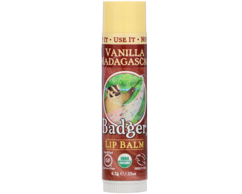 Badger Company Органический Бальзам для губ Мадагаскарская ваниль 0.15 унций (4.2 г) Badger Company Органический Бальзам для губ Мадагаскарская ваниль 0.15 унций (4.2 г)