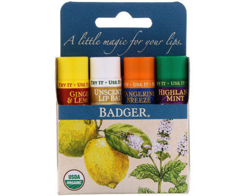 Badger Company Classic Lip Balm Sticks 4 Sticks .15 oz (4.2 g) Each Badger Company Classic Lip Balm Sticks 4 Sticks .15 oz (4.2 g) Each