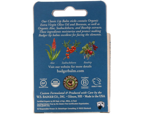 Badger Company Classic Lip Balm Sticks 4 Sticks .15 oz (4.2 g) Each Badger Company Classic Lip Balm Sticks 4 Sticks .15 oz (4.2 g) Each