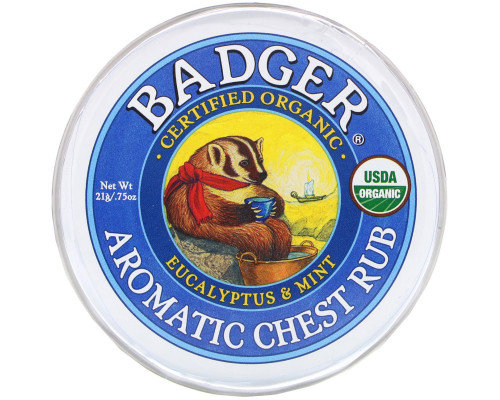 Badger Company Органическая ароматическая мазь с эвкалиптом и мятой 0.75 унций (21 г) Badger Company Органическая ароматическая мазь с эвкалиптом и мятой 0.75 унций (21 г)