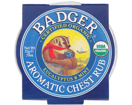 Badger Company Органическая ароматическая мазь с эвкалиптом и мятой 0.75 унций (21 г) Badger Company Органическая ароматическая мазь с эвкалиптом и мятой 0.75 унций (21 г)
