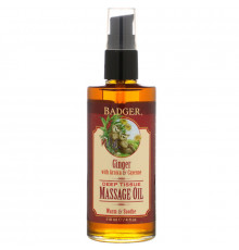 Badger Company Deep Tissue Massage Oil Ginger with Arnica & Cayenne 4 fl oz (118 ml)