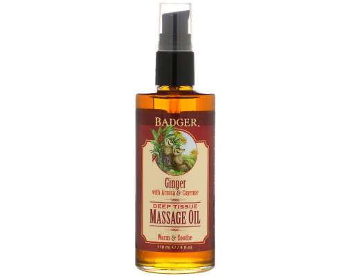 Badger Company Deep Tissue Massage Oil Ginger with Arnica & Cayenne 4 fl oz (118 ml) Badger Company Deep Tissue Massage Oil Ginger with Arnica & Cayenne 4 fl oz (118 ml)