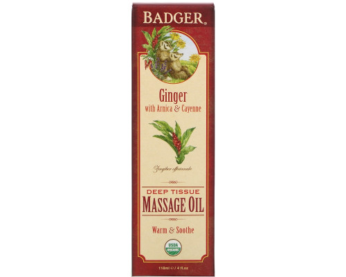 Badger Company Deep Tissue Massage Oil Ginger with Arnica & Cayenne 4 fl oz (118 ml) Badger Company Deep Tissue Massage Oil Ginger with Arnica & Cayenne 4 fl oz (118 ml)