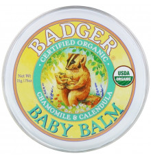 Badger Company Детский бальзам ромашка и календула, успокаивает и восстанавливает кожу, 0,75 унции (21 г)