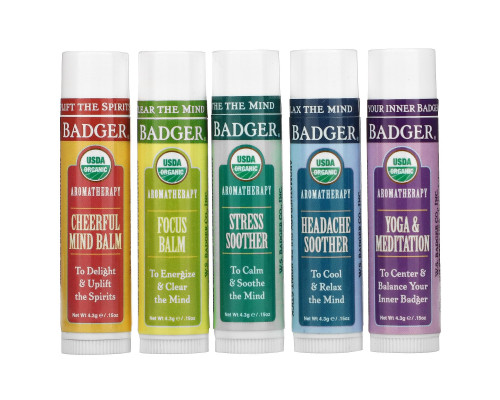 Badger Company, Aromatherapy Travel Kit, 5 Pack, .15 oz (4.3 g) Each Badger Company, Aromatherapy Travel Kit, 5 Pack, .15 oz (4.3 g) Each