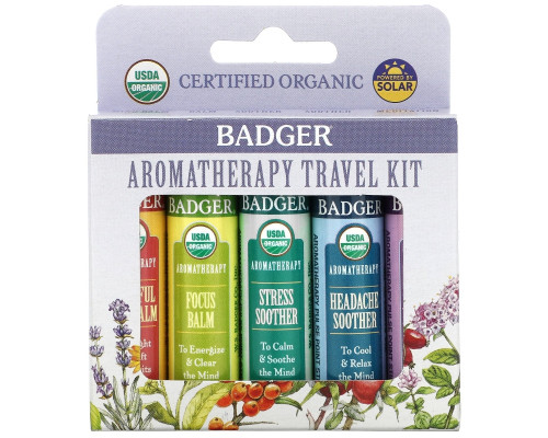 Badger Company, Aromatherapy Travel Kit, 5 Pack, .15 oz (4.3 g) Each Badger Company, Aromatherapy Travel Kit, 5 Pack, .15 oz (4.3 g) Each
