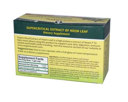 Organix South TheraNeem Organix Supercritical Extract of Neem Leaf 30 Softgel Capsules Organix South TheraNeem Organix Supercritical Extract of Neem Leaf 30 Softgel Capsules