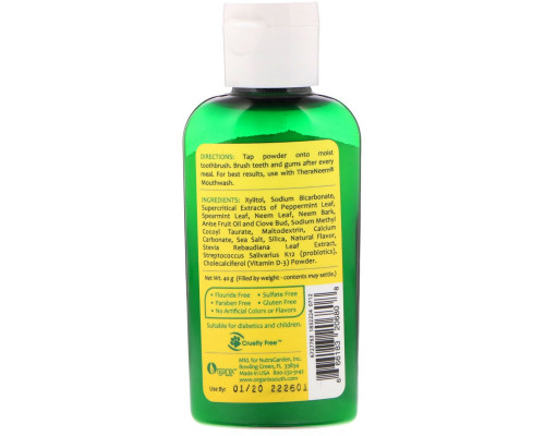 Organix South, TheraNeem Naturals, порошок для зубов и десен из нима, нежная мятная терапия, 40 г Organix South, TheraNeem Naturals, порошок для зубов и десен из нима, нежная мятная терапия, 40 г