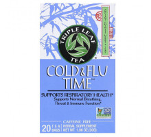 Травяные сборы и чаи Triple Leaf Tea, травяной чай от простуды и гриппа, без кофеина, 20 чайных пакетиков, 30 г (1,06 унции)