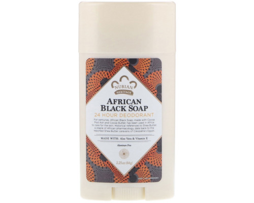 Nubian Heritage 24 Hour All Natural Deodorant African Black Soap with Aloe & Vitamin E 2.25 oz (64 g) Nubian Heritage 24 Hour All Natural Deodorant African Black Soap with Aloe & Vitamin E 2.25 oz (64 g)