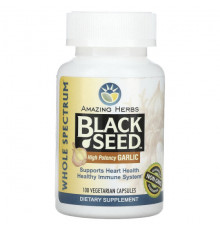 Растительные масла Amazing Herbs, Black Seed, высокоэффективный чеснок, 100 вегетарианских капсул