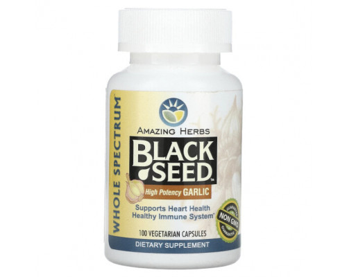 Растительные масла Amazing Herbs, Black Seed, высокоэффективный чеснок, 100 вегетарианских капсул Растительные масла Amazing Herbs, Black Seed, высокоэффективный чеснок, 100 вегетарианских капсул