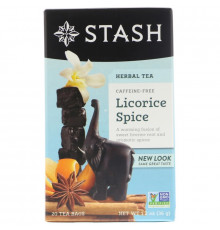 Stash Tea, Травяной чай высшего сорта, лакрица и пряности, без кофеина, 20 чайных пакетиков, 1,2 унции (36 г)