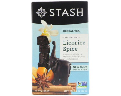 Stash Tea, Травяной чай высшего сорта, лакрица и пряности, без кофеина, 20 чайных пакетиков, 1,2 унции (36 г) Stash Tea, Травяной чай высшего сорта, лакрица и пряности, без кофеина, 20 чайных пакетиков, 1,2 унции (36 г)