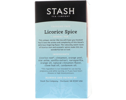 Stash Tea, Травяной чай высшего сорта, лакрица и пряности, без кофеина, 20 чайных пакетиков, 1,2 унции (36 г) Stash Tea, Травяной чай высшего сорта, лакрица и пряности, без кофеина, 20 чайных пакетиков, 1,2 унции (36 г)