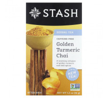 Травяные сборы и чаи Stash Tea, Herbal Tea, золотой чай с куркумой, без кофеина, 18 чайных пакетиков, 36 г (1,2 унции)