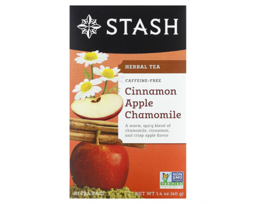Травяные сборы и чаи Stash Tea, Herbal Tea, корица, яблоко и ромашка, без кофеина, 20 чайных пакетиков, 40 г (1,4 унции) Травяные сборы и чаи Stash Tea, Herbal Tea, корица, яблоко и ромашка, без кофеина, 20 чайных пакетиков, 40 г (1,4 унции)