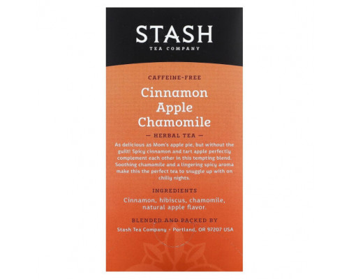 Травяные сборы и чаи Stash Tea, Herbal Tea, корица, яблоко и ромашка, без кофеина, 20 чайных пакетиков, 40 г (1,4 унции) Травяные сборы и чаи Stash Tea, Herbal Tea, корица, яблоко и ромашка, без кофеина, 20 чайных пакетиков, 40 г (1,4 унции)