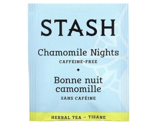 Травяные сборы и чаи Stash Tea, Herbal Tea, Chamomile Nights, без кофеина, 20 чайных пакетиков, 18 г (0,6 унции) Травяные сборы и чаи Stash Tea, Herbal Tea, Chamomile Nights, без кофеина, 20 чайных пакетиков, 18 г (0,6 унции)