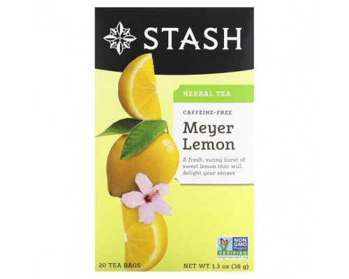 Травяные сборы и чаи Stash Tea, Herbal Tea, лимон Мейера, без кофеина, 20 чайных пакетиков, 38 г (1,3 унции) Травяные сборы и чаи Stash Tea, Herbal Tea, лимон Мейера, без кофеина, 20 чайных пакетиков, 38 г (1,3 унции)