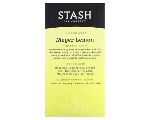 Травяные сборы и чаи Stash Tea, Herbal Tea, лимон Мейера, без кофеина, 20 чайных пакетиков, 38 г (1,3 унции) Травяные сборы и чаи Stash Tea, Herbal Tea, лимон Мейера, без кофеина, 20 чайных пакетиков, 38 г (1,3 унции)