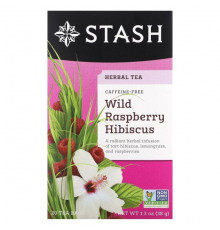 Травяные сборы и чаи Stash Tea, Herbal Tea, гибискус с дикой малиной, без кофеина, 20 чайных пакетиков, 38 г (1,3 унции)