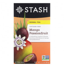 Травяные сборы и чаи Stash Tea, Herbal Tea, манго и маракуйя, без кофеина, 20 чайных пакетиков, 38 г (1,3 унции)