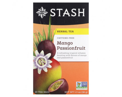 Травяные сборы и чаи Stash Tea, Herbal Tea, манго и маракуйя, без кофеина, 20 чайных пакетиков, 38 г (1,3 унции) Травяные сборы и чаи Stash Tea, Herbal Tea, манго и маракуйя, без кофеина, 20 чайных пакетиков, 38 г (1,3 унции)