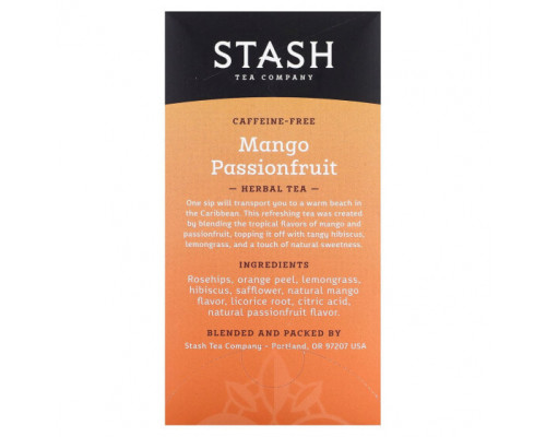 Травяные сборы и чаи Stash Tea, Herbal Tea, манго и маракуйя, без кофеина, 20 чайных пакетиков, 38 г (1,3 унции) Травяные сборы и чаи Stash Tea, Herbal Tea, манго и маракуйя, без кофеина, 20 чайных пакетиков, 38 г (1,3 унции)
