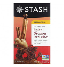 Травяные сборы и чаи Stash Tea, Herbal Tea, Spice Dragon Red Chai, без кофеина, 18 чайных пакетиков, 36 г (1,2 унции)