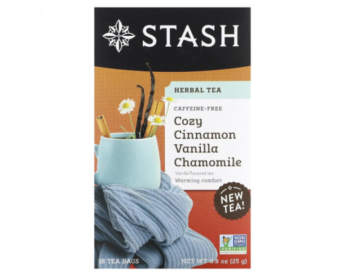 Травяные сборы и чаи Stash Tea, Herbal Tea, корица, ваниль и ромашка, без кофеина, 18 чайных пакетиков, 25 г (0,8 унции) Травяные сборы и чаи Stash Tea, Herbal Tea, корица, ваниль и ромашка, без кофеина, 18 чайных пакетиков, 25 г (0,8 унции)