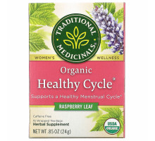 Traditional Medicinals, Women's Teas, Organic Healthy Cycle, Caffeine Free Herbal Tea, 16 Wrapped Tea Bags, .85 oz (24 g)