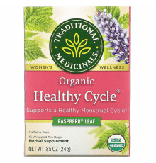 Traditional Medicinals, Women's Teas, Organic Healthy Cycle, Caffeine Free Herbal Tea, 16 Wrapped Tea Bags, .85 oz (24 g)