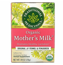 Traditional Medicinals, Органический чай "Материнское молоко", без кофеина, 16 индивидуально упакованных чайных пакетиков, 0,99 унции (28 г)